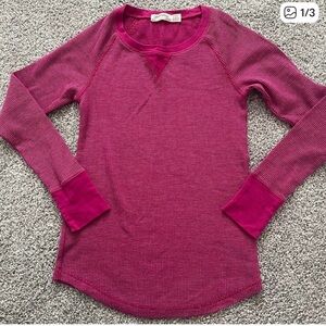 Women's Acid Wash Thermal Long Sleeve Pink Top Size XS